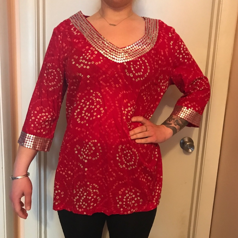 Silk sequins top